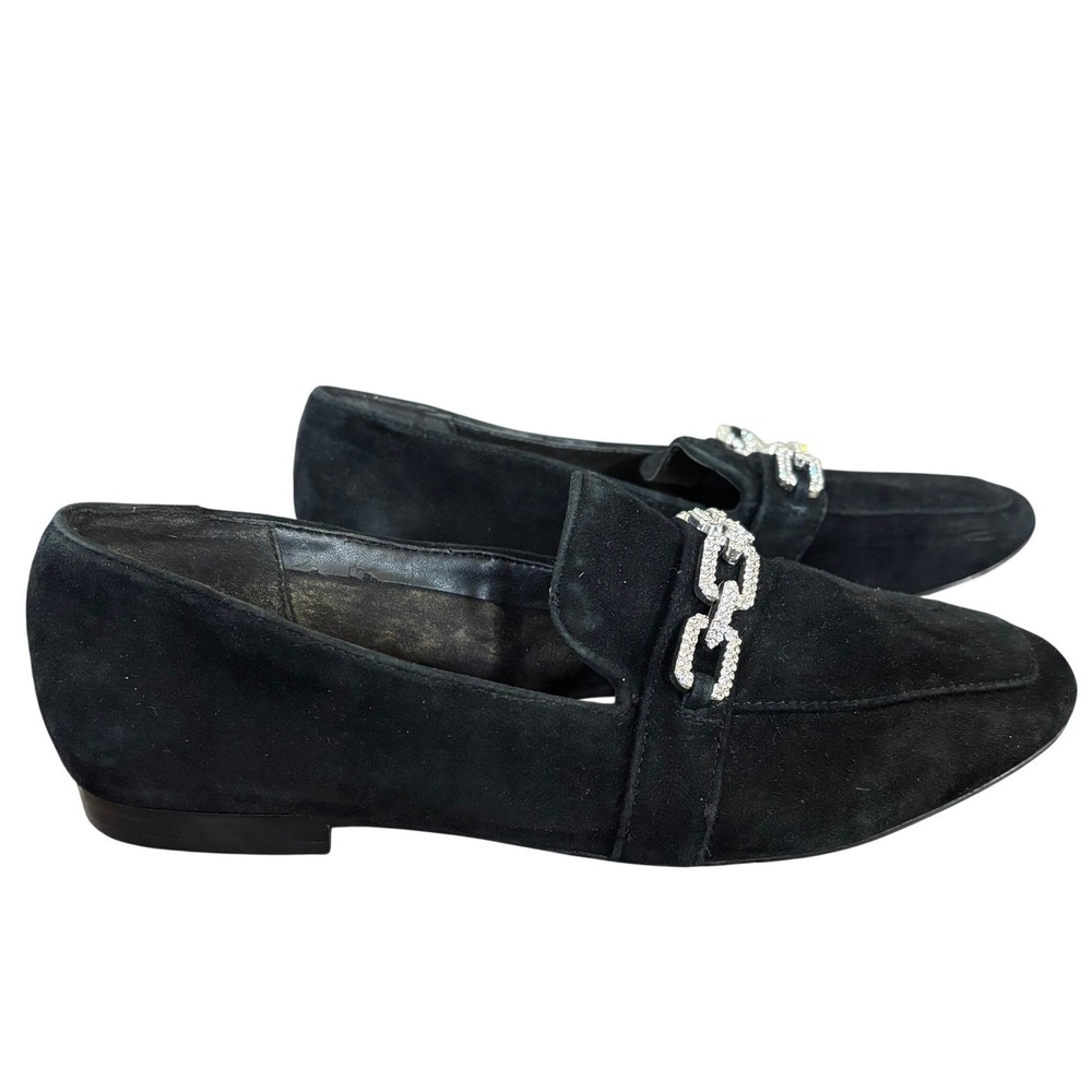ALDO Embellished Suede Loafers Sz 8 Black Dressy
